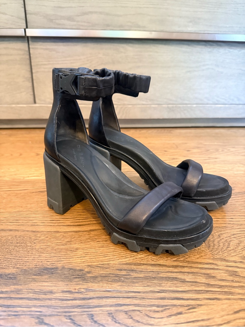 Rag & Bone Chunky Block Heel Sandals with Ankle Strap